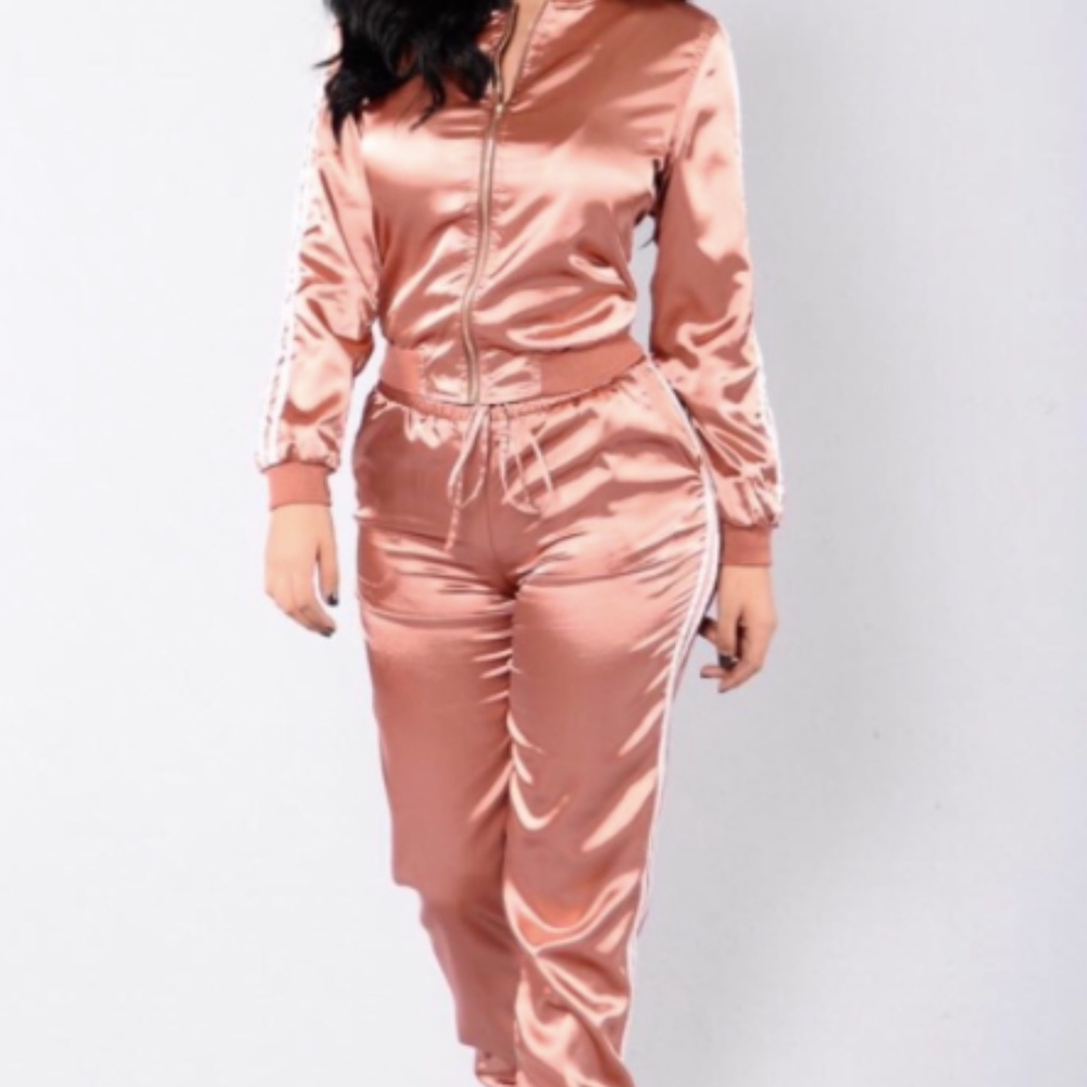 Rose Gold Silky Tracksuit